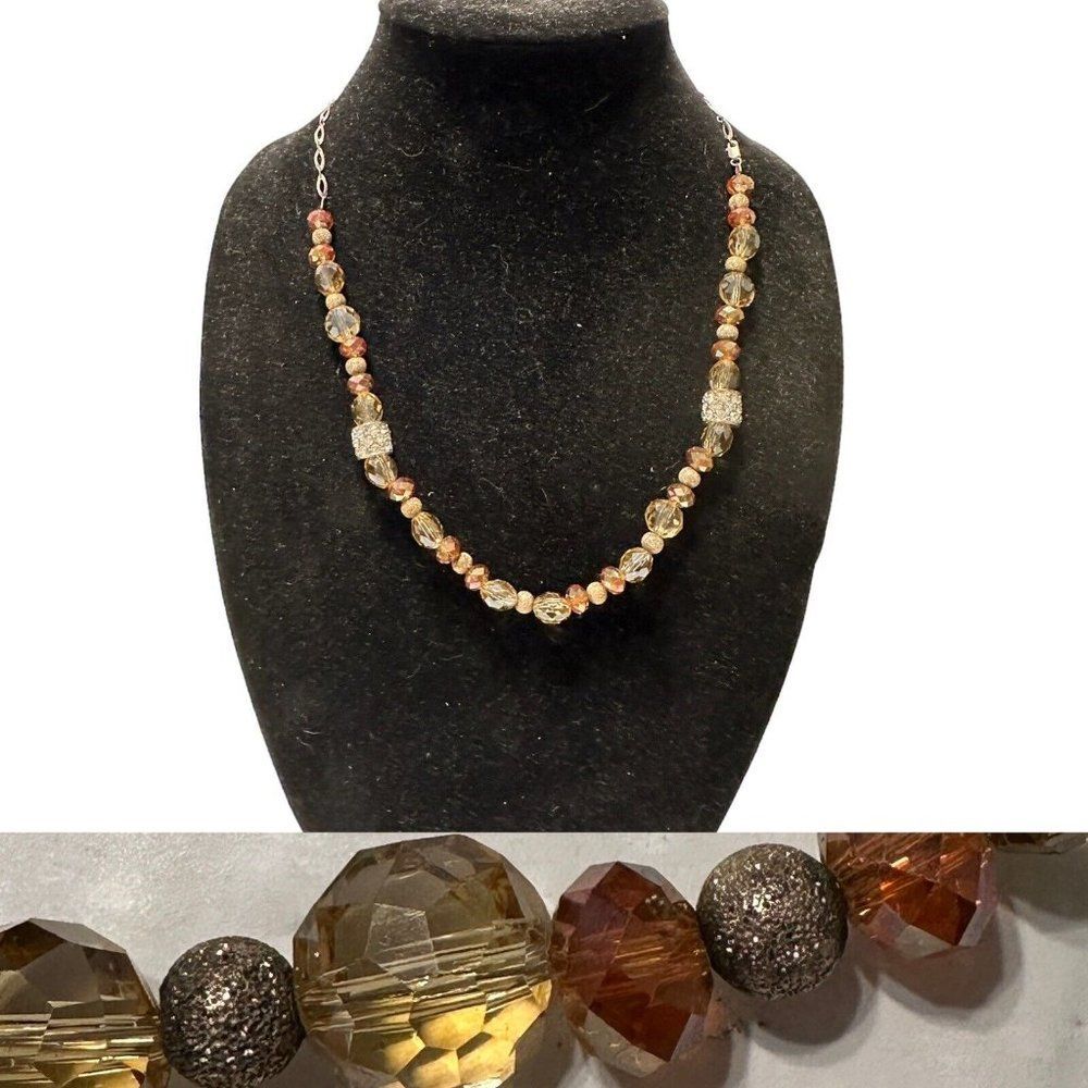 21” 925 Sterling Silver Acrylic Beaded Necklace Statement Glamour